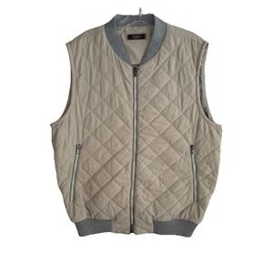 Peserico Argyle Quilted Padded Vest Men's Size 52 /‎ 44US Beige Gray EUC